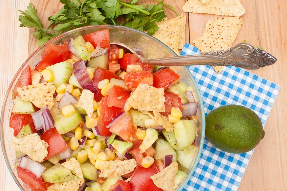 Mexican Salad with Tomatoes, Avocados, and Tortilla Chips
